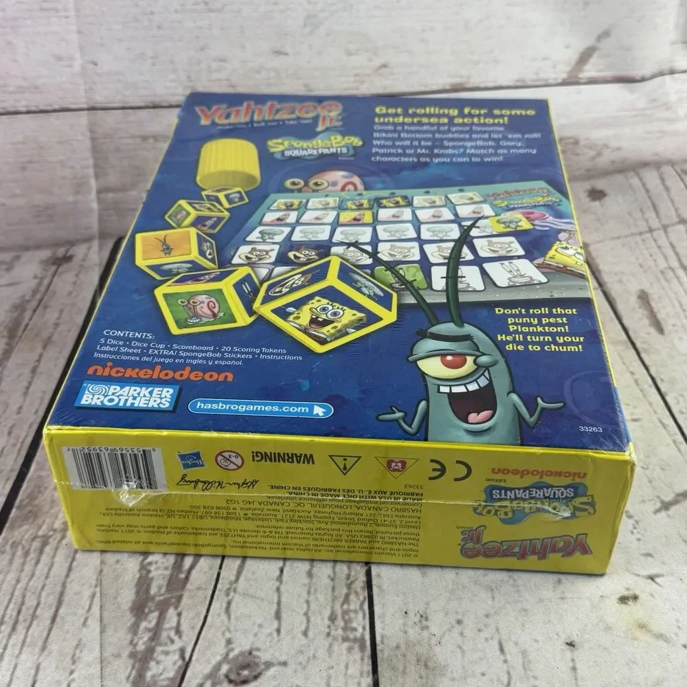 Yahtzee Jr SpongeBob SquarePants Nickelodeon Board Game Sealed 2011